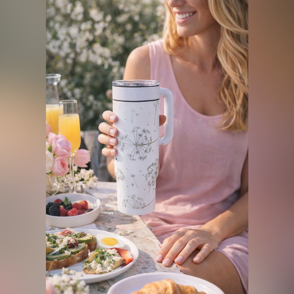 Handcrafted Laser Engraved 40oz Dandelion Tumbler